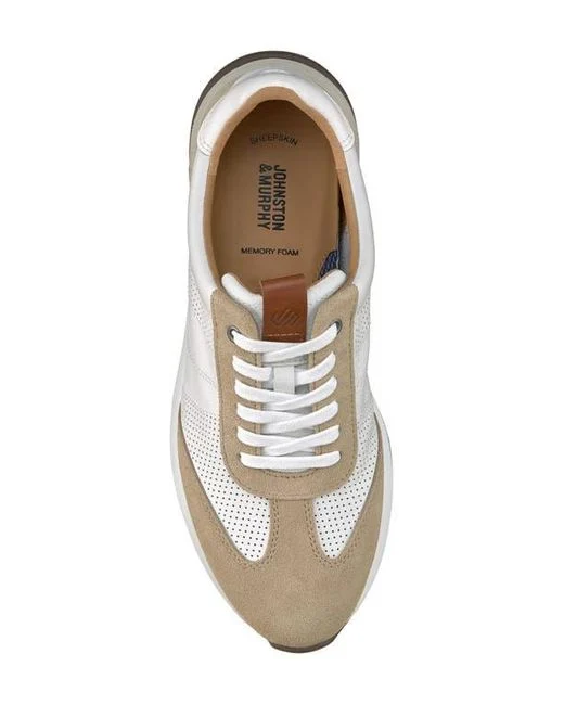 MEN'S JOHNSTON & MURPHY KINNON T-TOE | SAND SUEDE / WHITE FULL GRAIN - Image 4