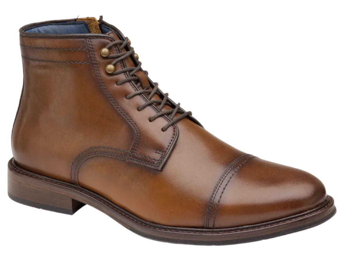 MEN'S JOHNSTON & MURPHY XC FLEX RALEIGH CAP TOE ZIP BOOT | DARK TAN FULL GRAIN - Image 4