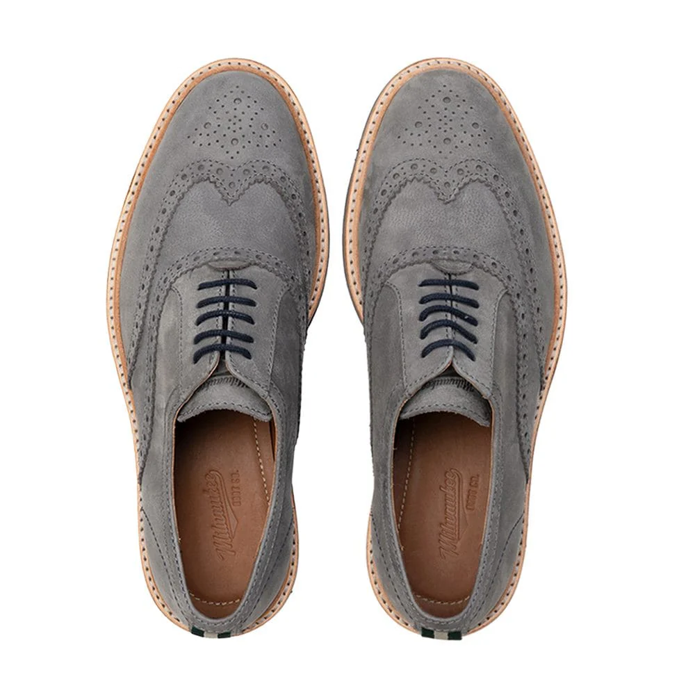 MEN'S MILWAUKEE BOOT CO. BRADLEY WINGTIP OXFORD | GRAY - Image 4