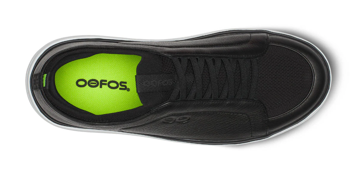 MEN'S OOFOS OOMG+ CLUB SLIP ON LEATHER SHOE | BLACK | WHITE - Image 6