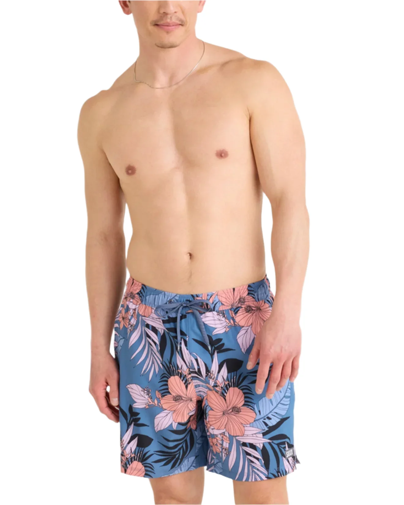 MEN'S SAXX OH BOUY 2N1 STRETCH SWIM VOLLEY 7" WITH LINER | HIBISCUS JUNGLE / BLUE - Image 2