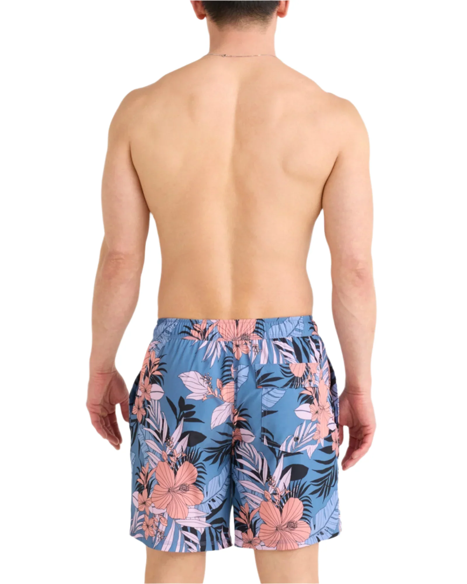 MEN'S SAXX OH BOUY 2N1 STRETCH SWIM VOLLEY 7" WITH LINER | HIBISCUS JUNGLE / BLUE - Image 3