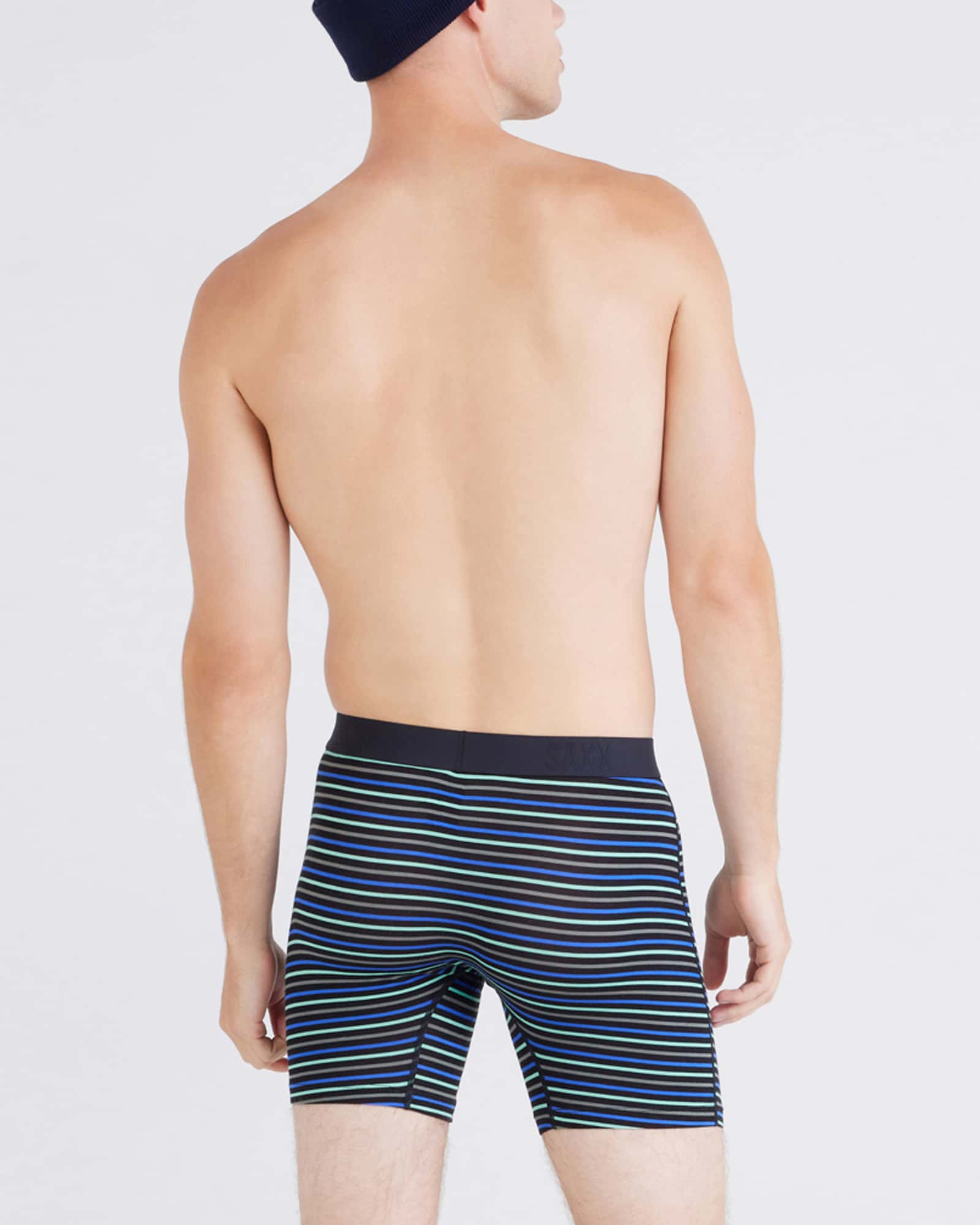 MEN'S SAXX VIBE XTRA SOFT COMFORT BOXER BRIEF 6" | GENT'S STRIPE - SPORT BLUE - Image 3
