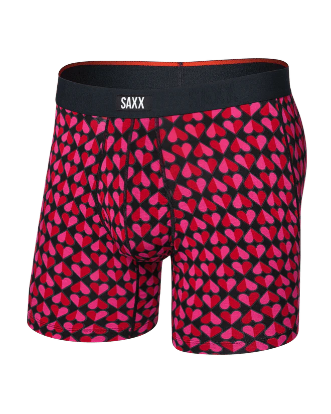 MEN'S SAXX VIBE XTRA SOFT COMFORT 6" BOXER BRIEF | LOVE CHECK BABY| BLACK