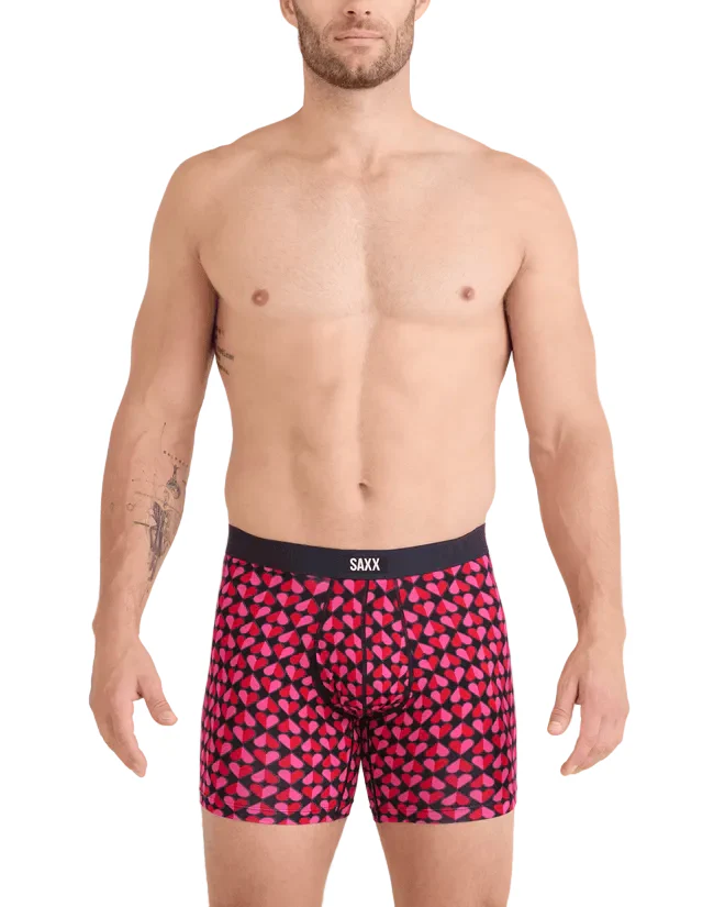 MEN'S SAXX VIBE XTRA SOFT COMFORT 6" BOXER BRIEF | LOVE CHECK BABY| BLACK - Image 2