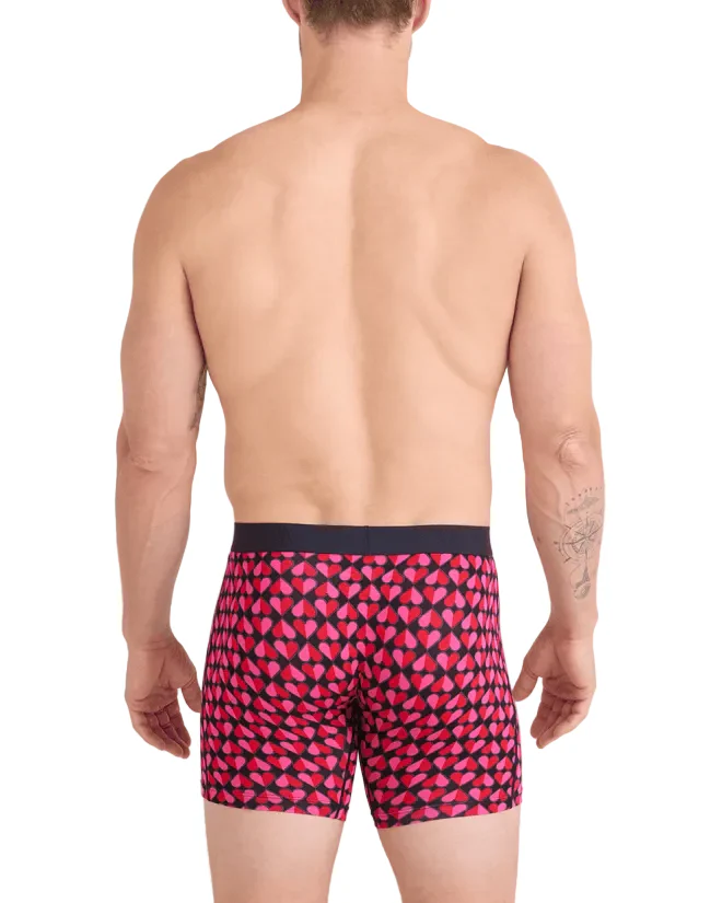 MEN'S SAXX VIBE XTRA SOFT COMFORT 6" BOXER BRIEF | LOVE CHECK BABY| BLACK - Image 3
