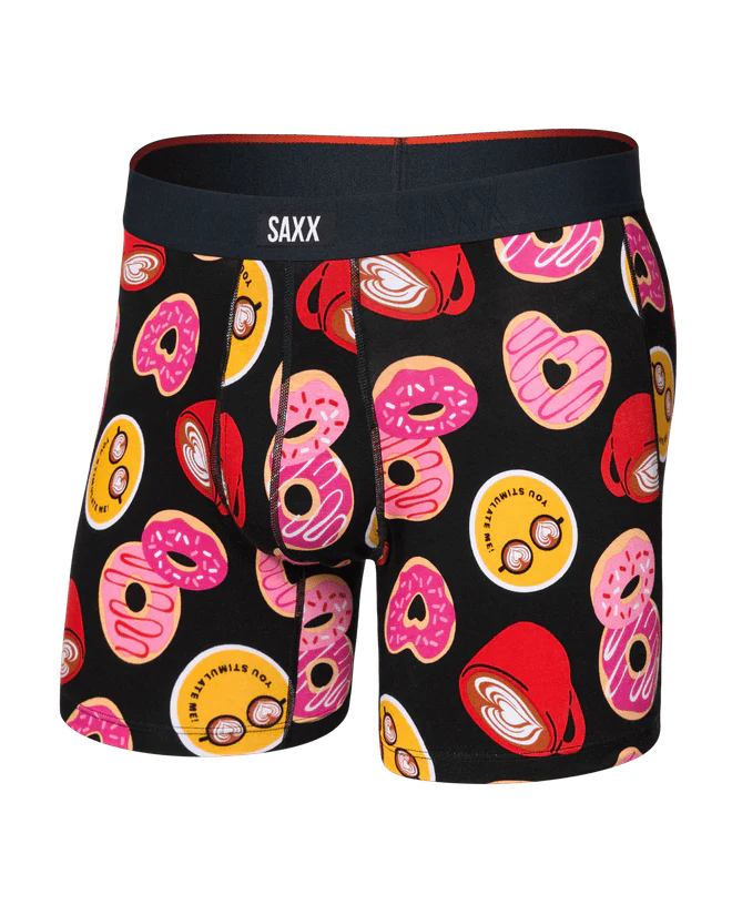 MEN'S SAXX VIBE XTRA SOFT COMFORT 6" BOXER BRIEF | LOVE STORY | BLACK