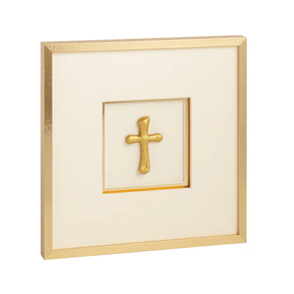MUDPIE FRAMED INTAGLIO CROSS WALL ART