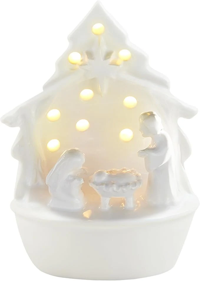 MUDPIE LIGHT UP NATIVITY SITTER | WHITE