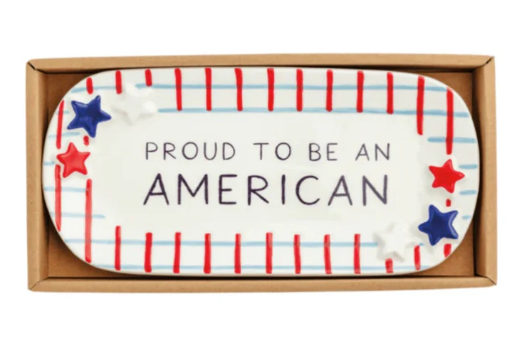 MUDPIE PLAID AMERICANA SENTIMENT TRAY