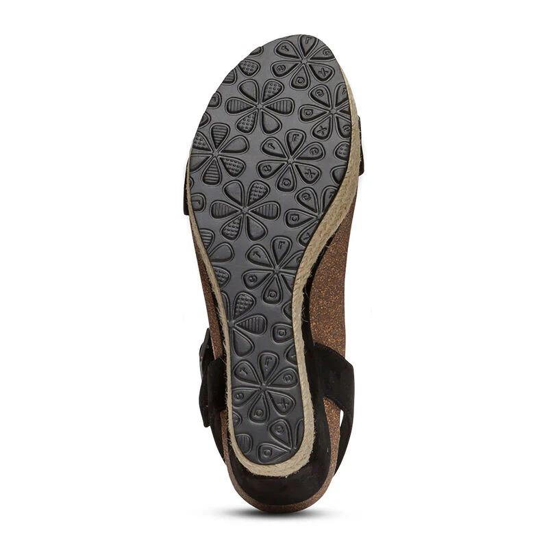 WOMEN'S AETREX SYDNEY QUARTER STRAP ESPADRILLE WEDGE | BLACK - Image 6