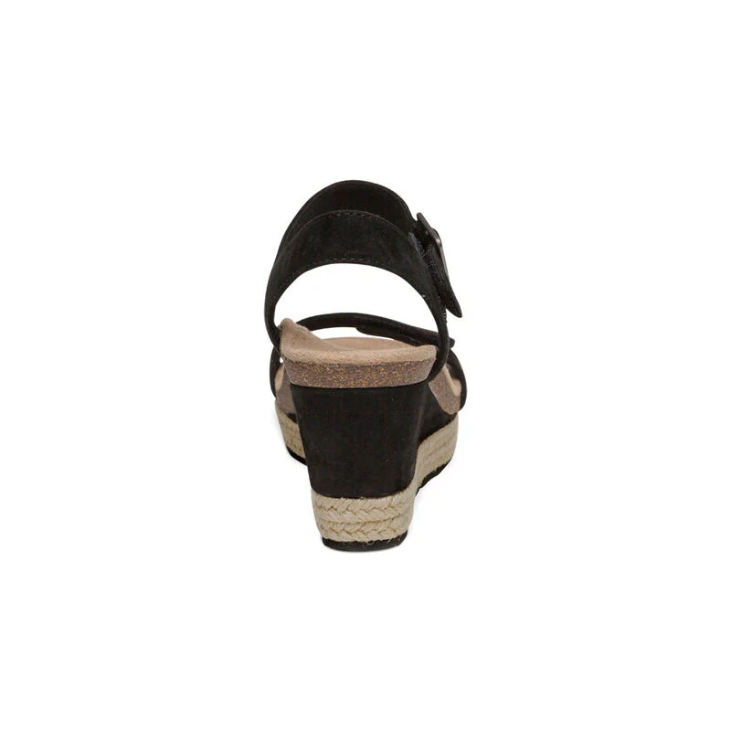 WOMEN'S AETREX SYDNEY QUARTER STRAP ESPADRILLE WEDGE | BLACK - Image 8