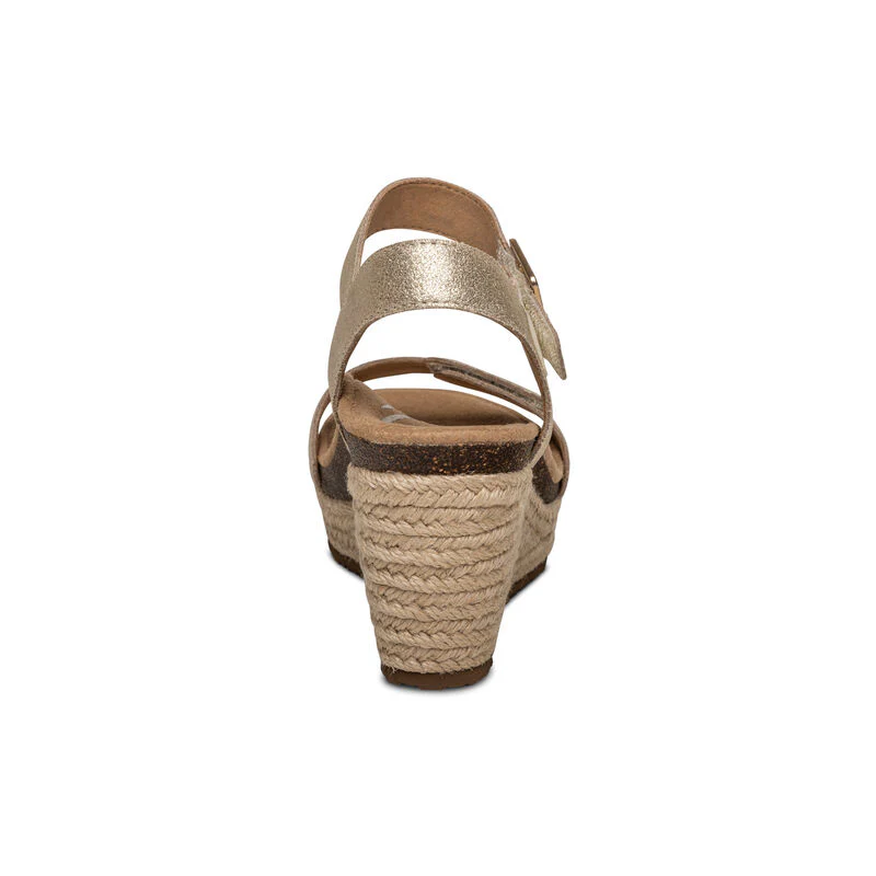 WOMEN'S AETREX SYDNEY QUARTER STRAP ESPADRILLE WEDGE | CHAMPAGNE - Image 8