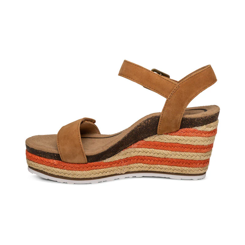 WOMEN'S AETREX SYDNEY QUARTER STRAP ESPADRILLE WEDGE | COGNAC - Image 3