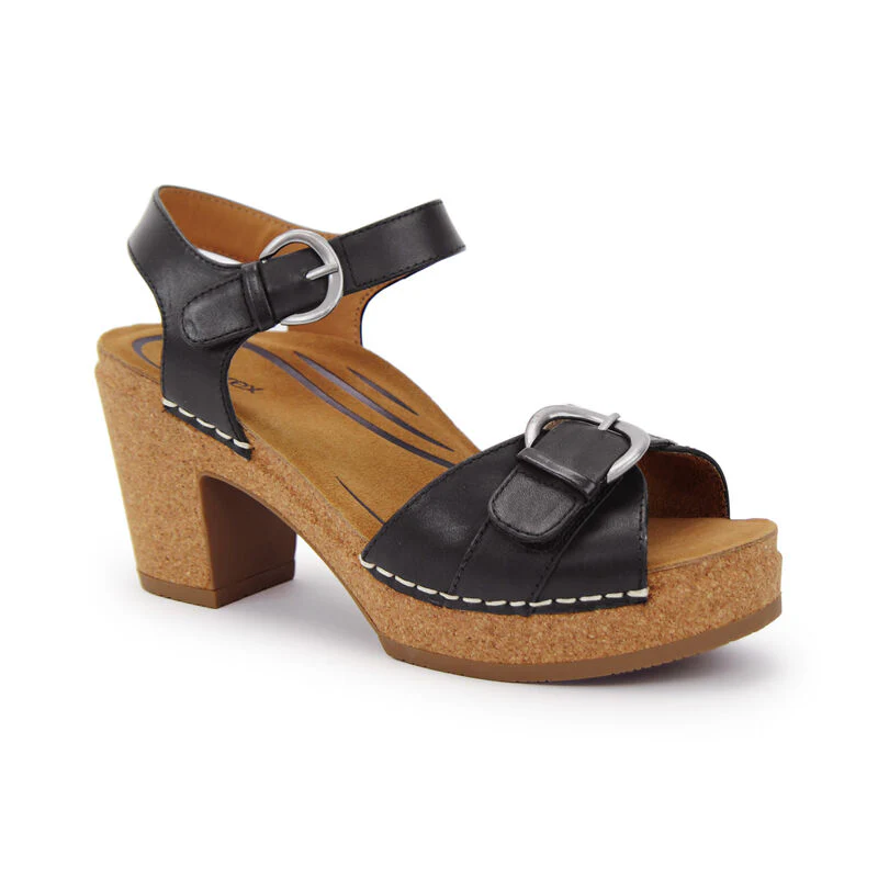 WOMEN'S AETREX TORY OPEN TOE HEELS | BLACK - Image 3
