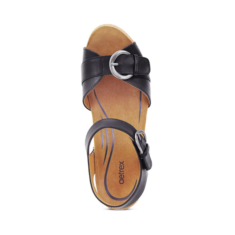 WOMEN'S AETREX TORY OPEN TOE HEELS | BLACK - Image 4