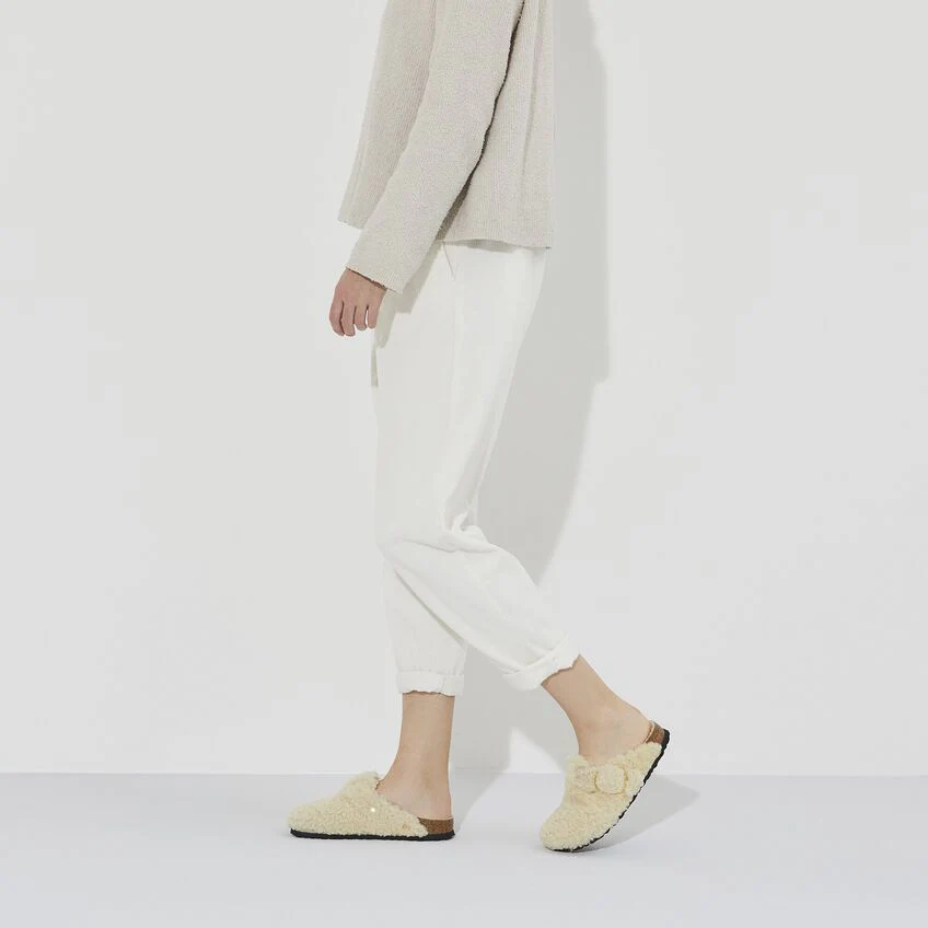 UNISEX BIRKENSTOCK BOSTON BIG BUCKLE TEDDY SHEARLING | EGGSHELL - Image 7