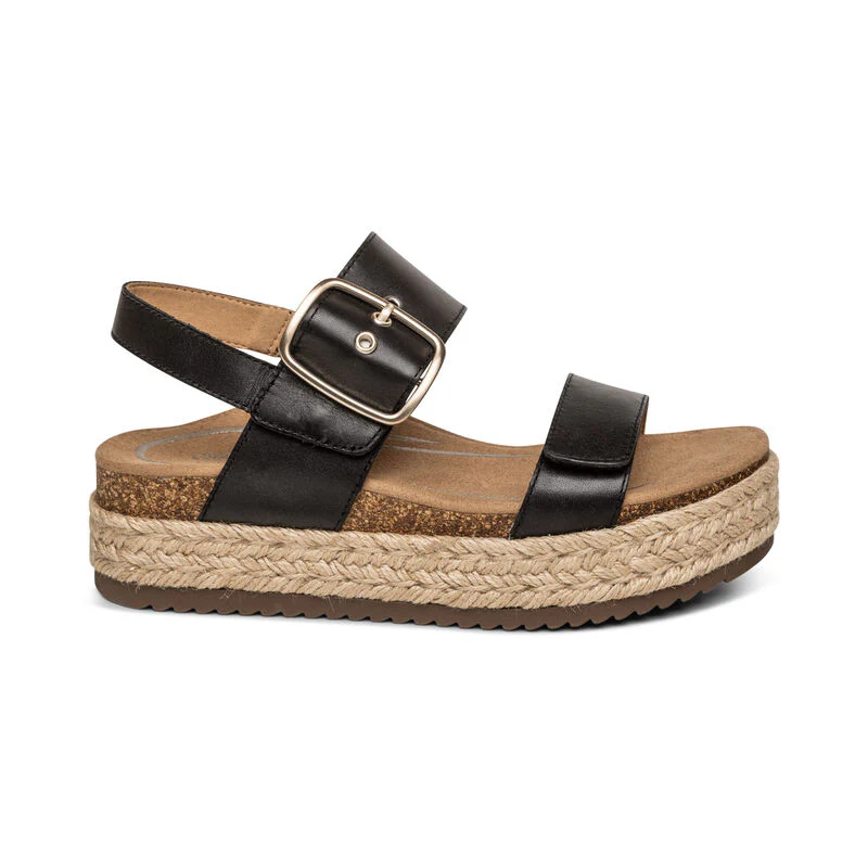 WOMEN'S AETREX VANIA ARCH SUPPORT PLATFORM SANDAL | BLACK