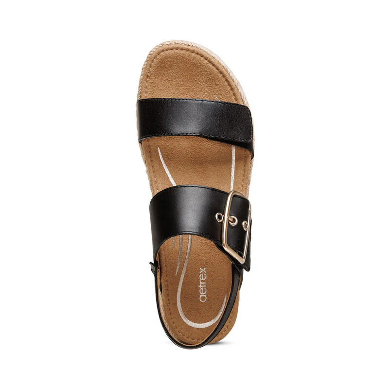 WOMEN'S AETREX VANIA ARCH SUPPORT PLATFORM SANDAL | BLACK - Image 4