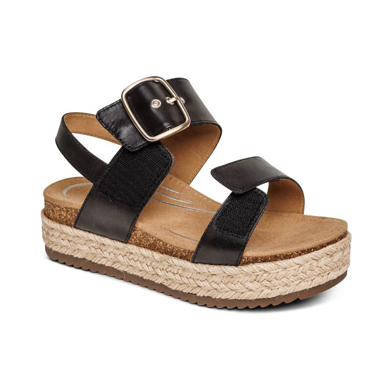 WOMEN'S AETREX VANIA ARCH SUPPORT PLATFORM SANDAL | BLACK - Image 6