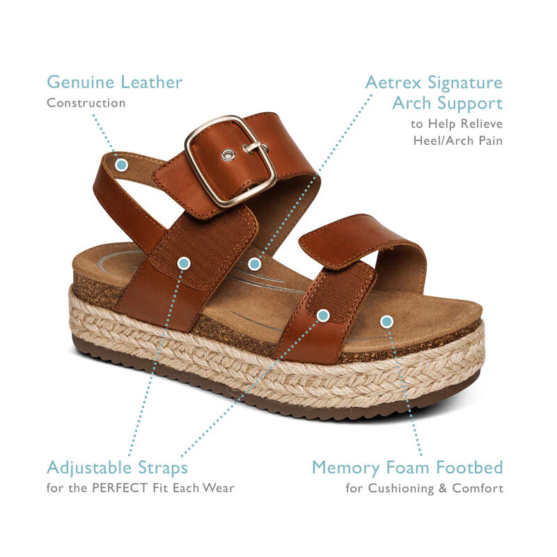 WOMEN'S AETREX VANIA ARCH SUPPORT PLATFORM SANDAL | BLACK - Image 9