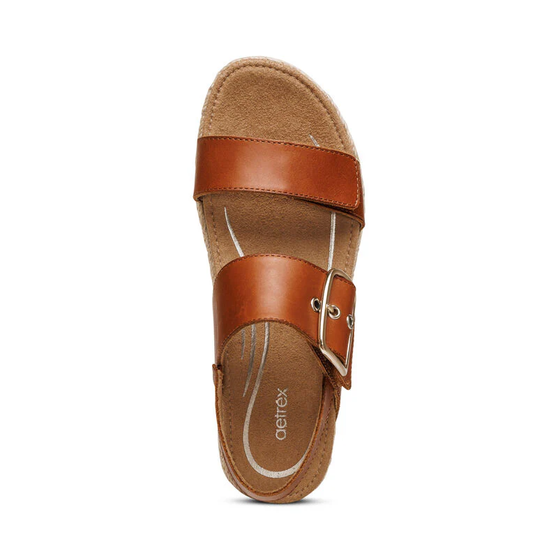 WOMEN'S AETREX VANIA ARCH SUPPORT PLATFORM SANDAL | COGNAC - Image 4