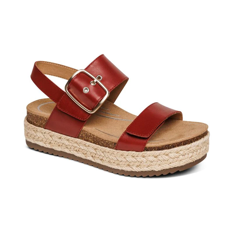 WOMEN'S AETREX VANIA ARCH SUPPORT PLATFORM SANDAL | RED - Image 4