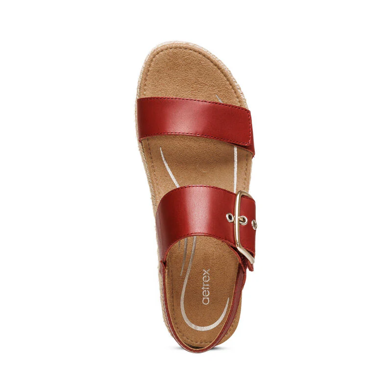 WOMEN'S AETREX VANIA ARCH SUPPORT PLATFORM SANDAL | RED - Image 5