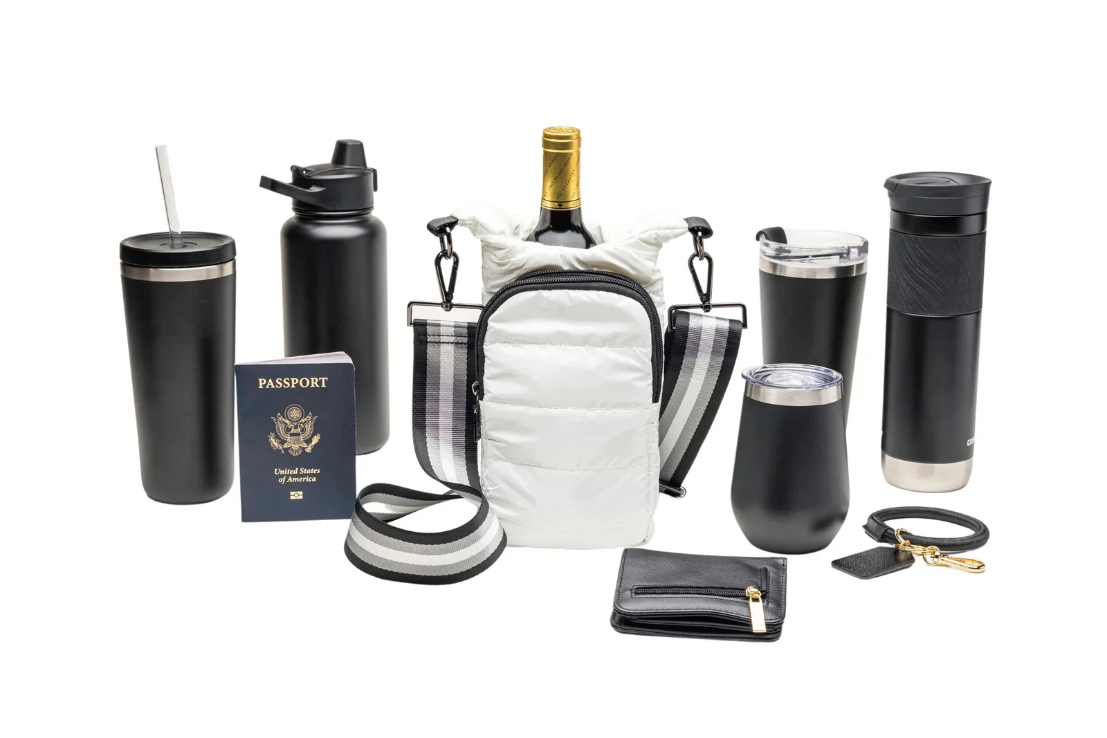WANDERFULL GLOSSY HYDROBAG | WHITE WITH GRAY / BLACK / WHITE STRAP - Image 4