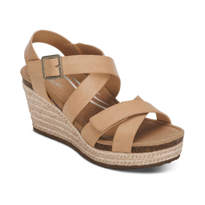 WOMEN'S AETREX ANNA ARCH SUPPORT WEDGE SANDAL | SAND - Image 4