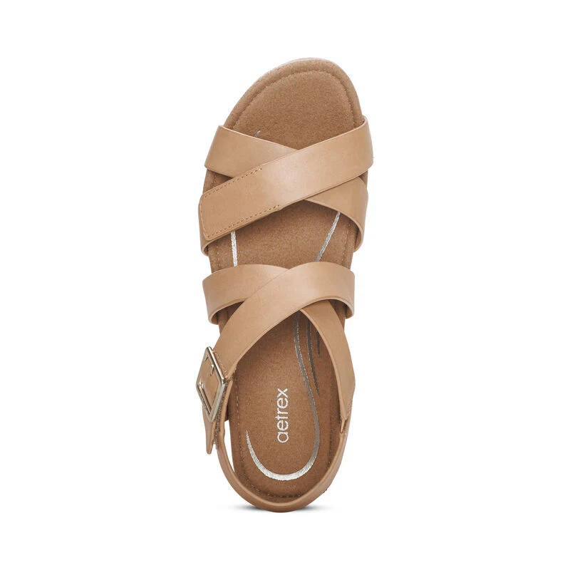 WOMEN'S AETREX ANNA ARCH SUPPORT WEDGE SANDAL | SAND - Image 6