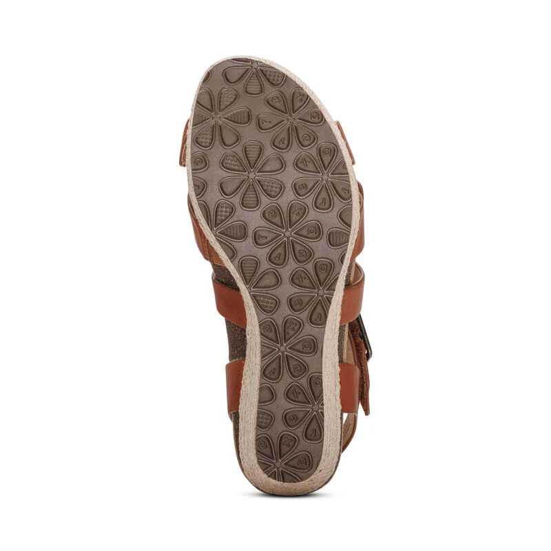 WOMEN'S AETREX ANNA ARCH SUPPORT WEDGE SANDAL | COGNAC - Image 7