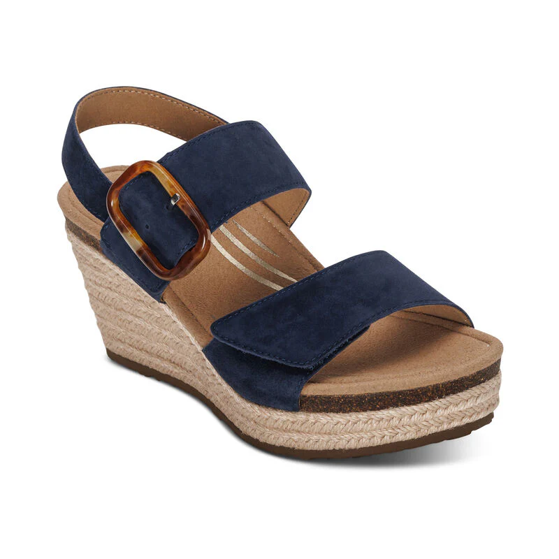 WOMEN'S AETREX ASHLEY ARCH SUPPORT WEDGE SANDAL | NAVY - Image 3