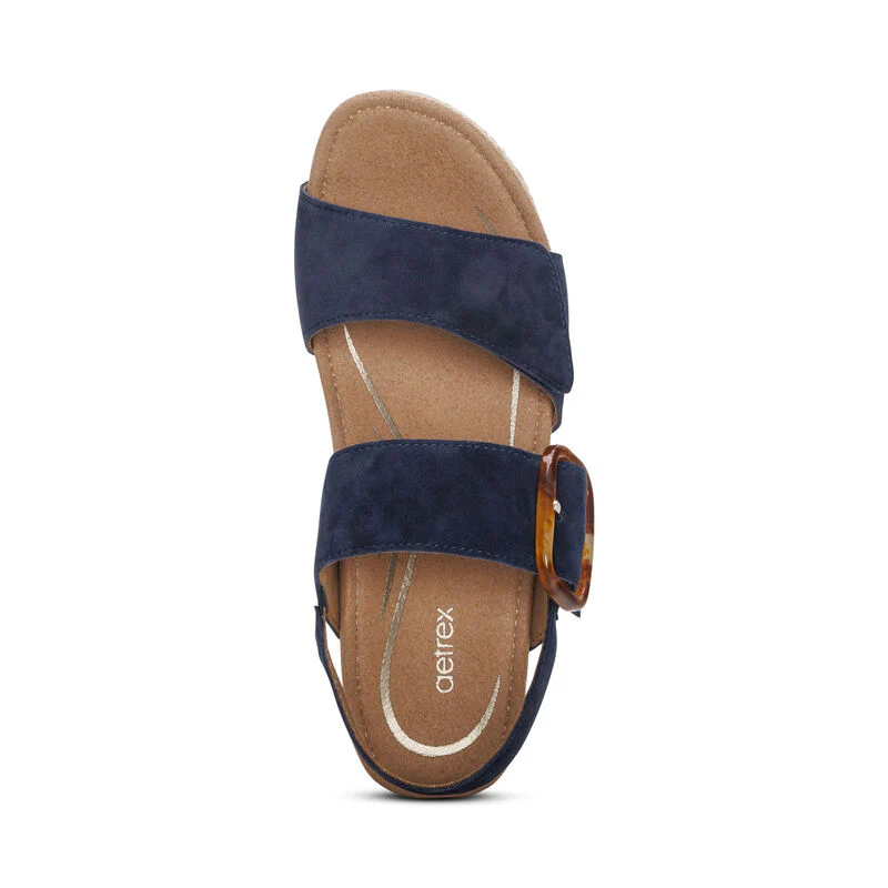 WOMEN'S AETREX ASHLEY ARCH SUPPORT WEDGE SANDAL | NAVY - Image 4