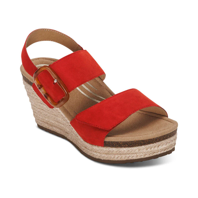 WOMEN'S AETREX ASHLEY ARCH SUPPORT WEDGE SANDAL | POPPY - Image 3