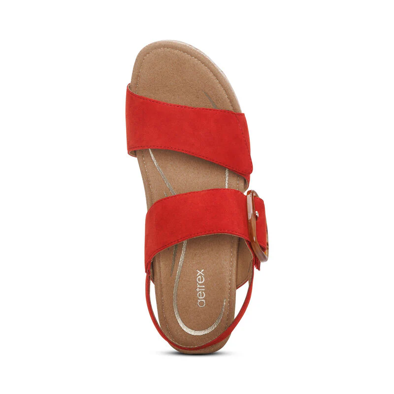 WOMEN'S AETREX ASHLEY ARCH SUPPORT WEDGE SANDAL | POPPY - Image 5