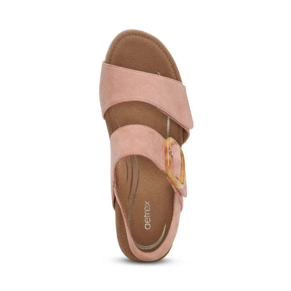 WOMEN'S AETREX ASHLEY ARCH SUPPORT WEDGE SANDAL | ROSE - Image 4