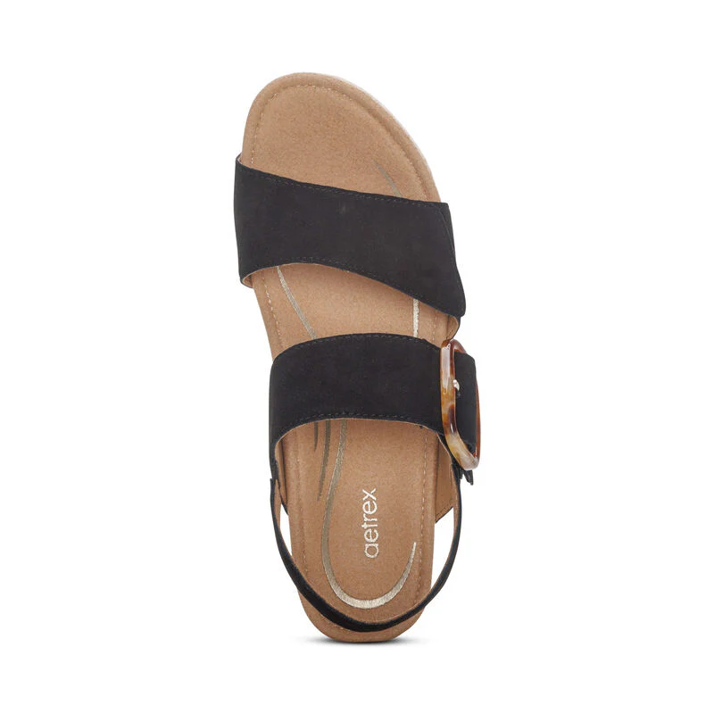 WOMEN'S AETREX ASHLEY ARCH SUPPORT WEDGE SANDAL | BLACK - Image 5