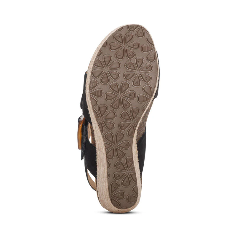 WOMEN'S AETREX ASHLEY ARCH SUPPORT WEDGE SANDAL | BLACK - Image 6