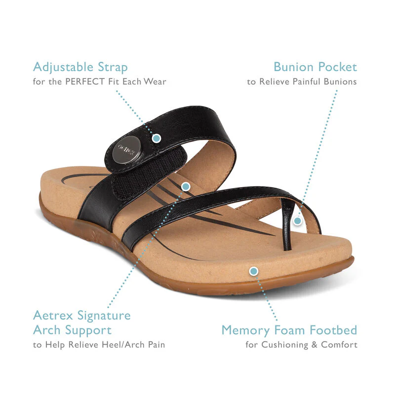 WOMEN'S AETREX IZZY ADJUSTABLE SLIDE SANDAL | SPARKLE WHITE - Image 8