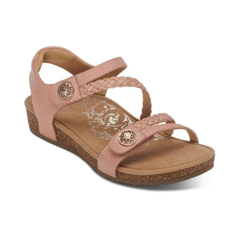 WOMEN'S AETREX JILLIAN BRAIDED QUARTER STRAP SANDAL | ROSE - Image 3