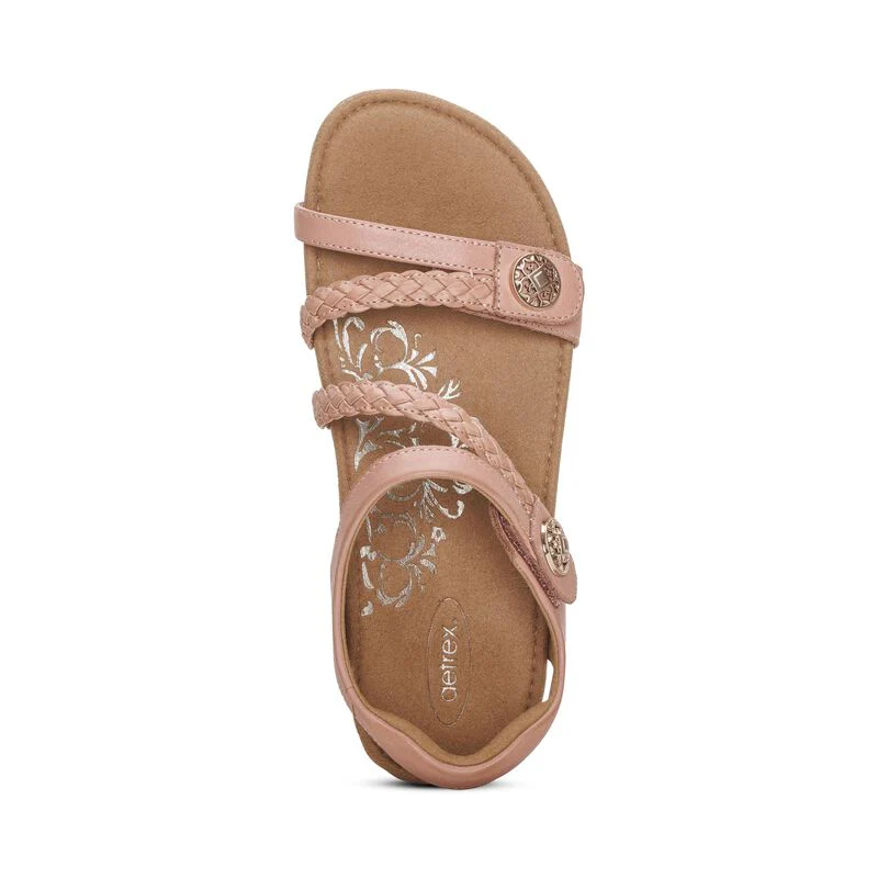 WOMEN'S AETREX JILLIAN BRAIDED QUARTER STRAP SANDAL | ROSE - Image 4