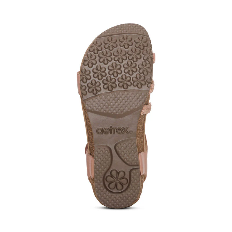 WOMEN'S AETREX JILLIAN BRAIDED QUARTER STRAP SANDAL | ROSE - Image 5