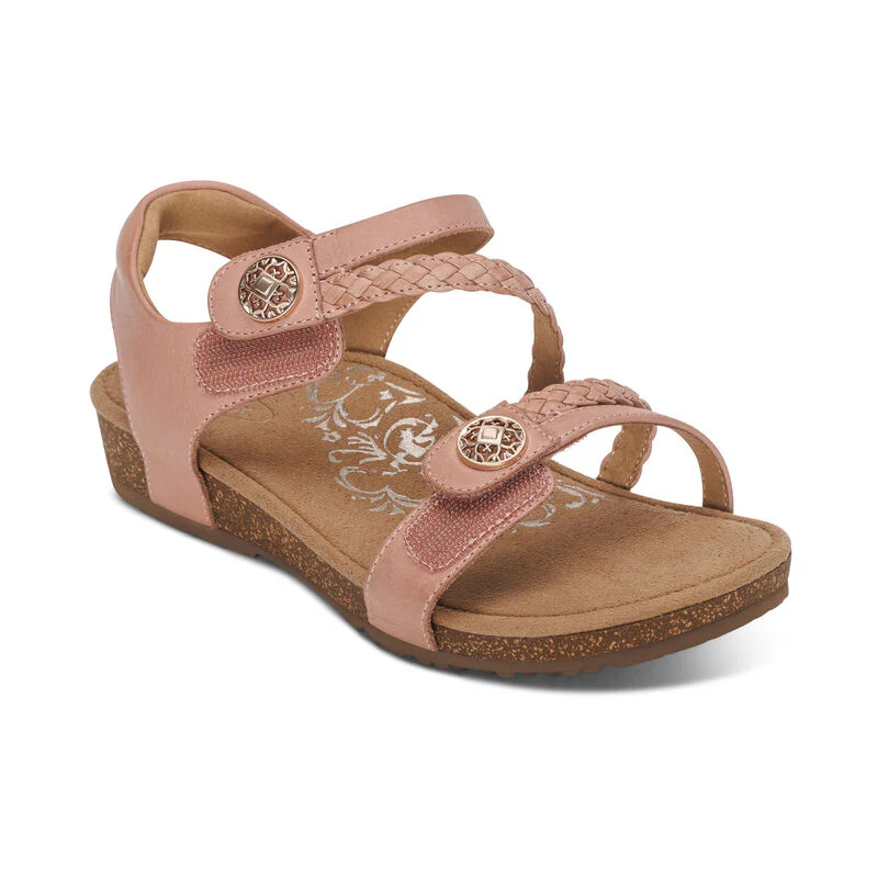 WOMEN'S AETREX JILLIAN BRAIDED QUARTER STRAP SANDAL | ROSE - Image 6