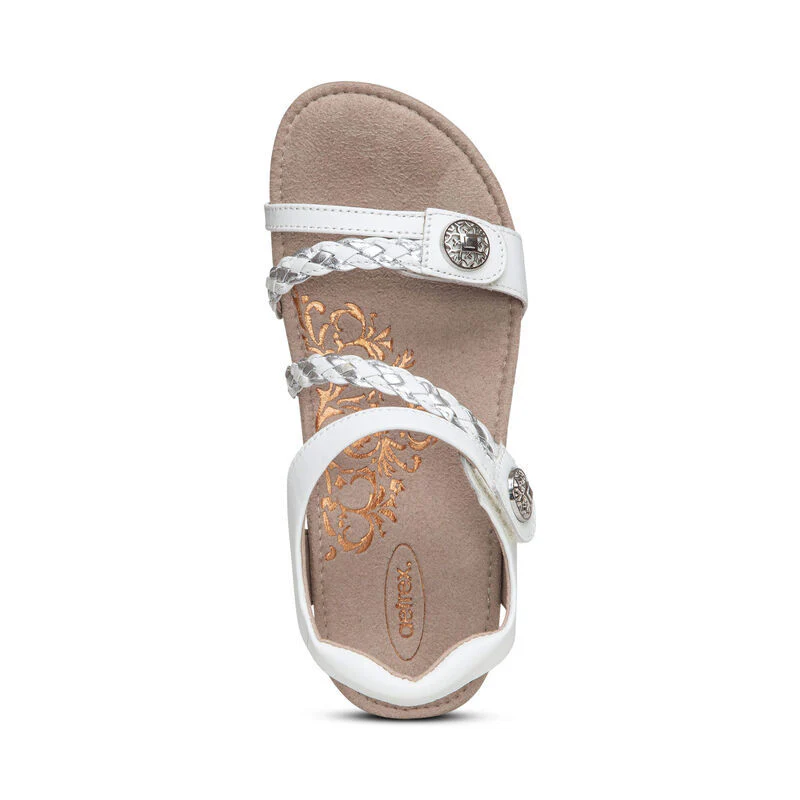 WOMEN'S AETREX JILLIAN BRAIDED QUARTER STRAP SANDAL | WHITE - Image 5
