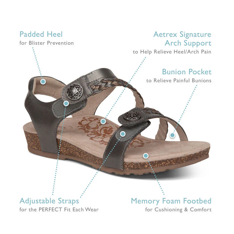 WOMEN'S AETREX JILLIAN BRAIDED QUARTER STRAP SANDAL | WHITE - Image 7