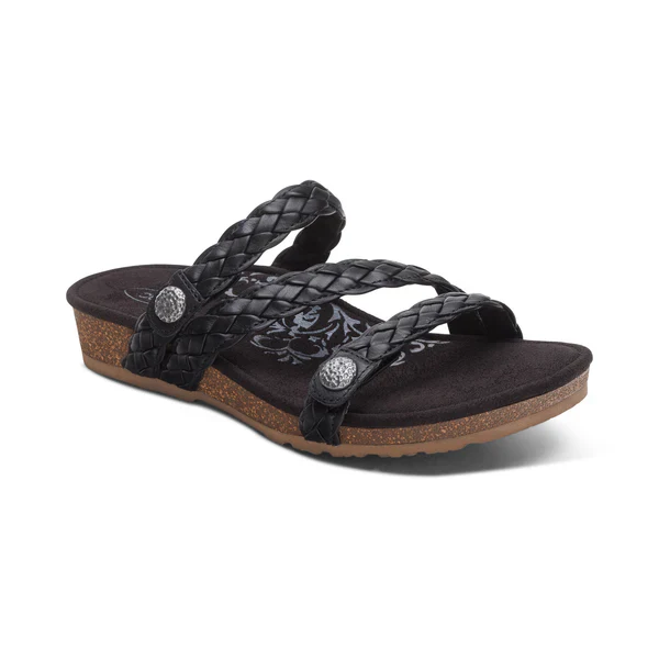 WOMEN'S AETREX JOSIE BRAIDED SLIDE | BLACK - Image 2