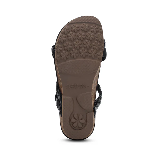 WOMEN'S AETREX JOSIE BRAIDED SLIDE | BLACK - Image 4