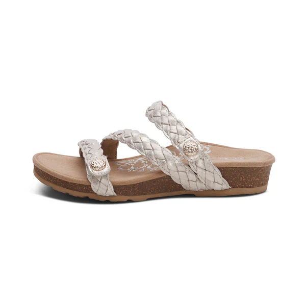 WOMEN'S AETREX JOSIE BRAIDED SLIDE | CHAMPAGNE - Image 2