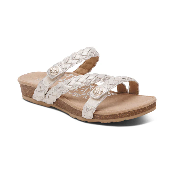 WOMEN'S AETREX JOSIE BRAIDED SLIDE | CHAMPAGNE - Image 3